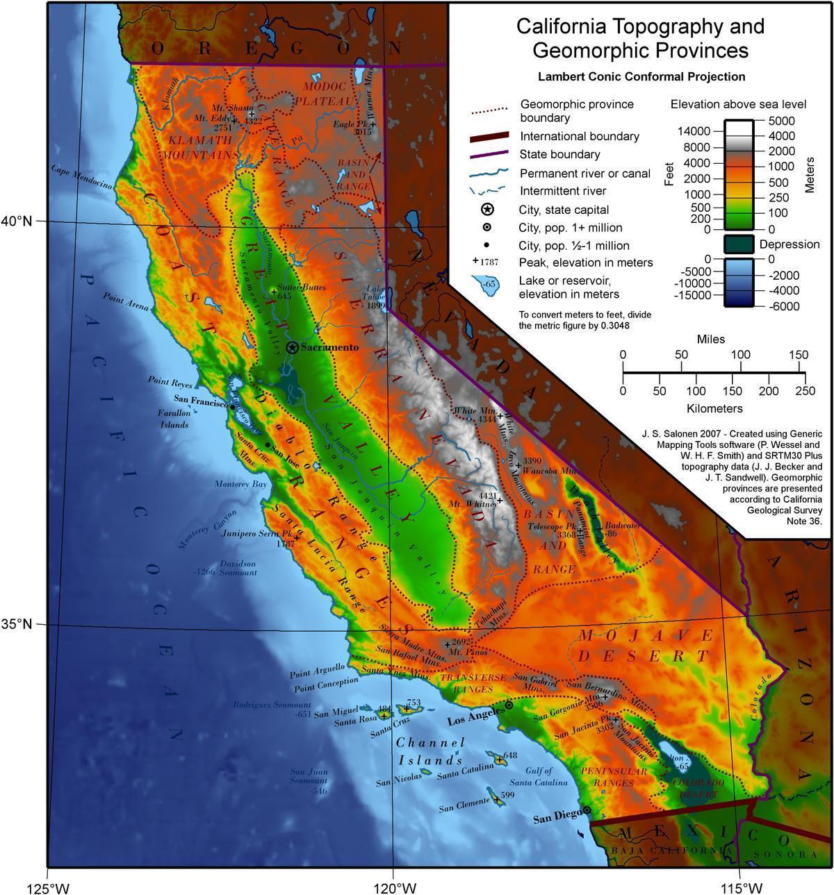 ロサンゼルスの地形図 ラ地形図 カリフォルニア アメリカ