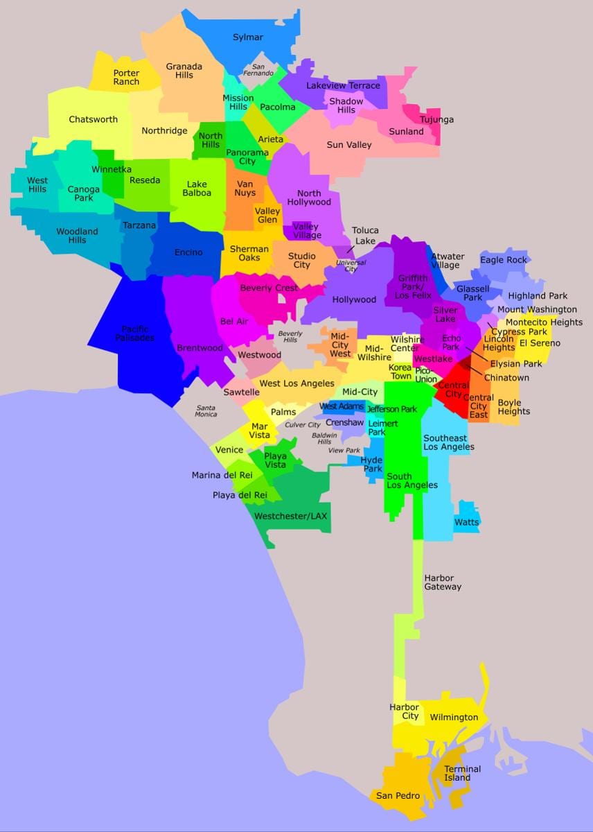 ロサンゼルス地区の地図