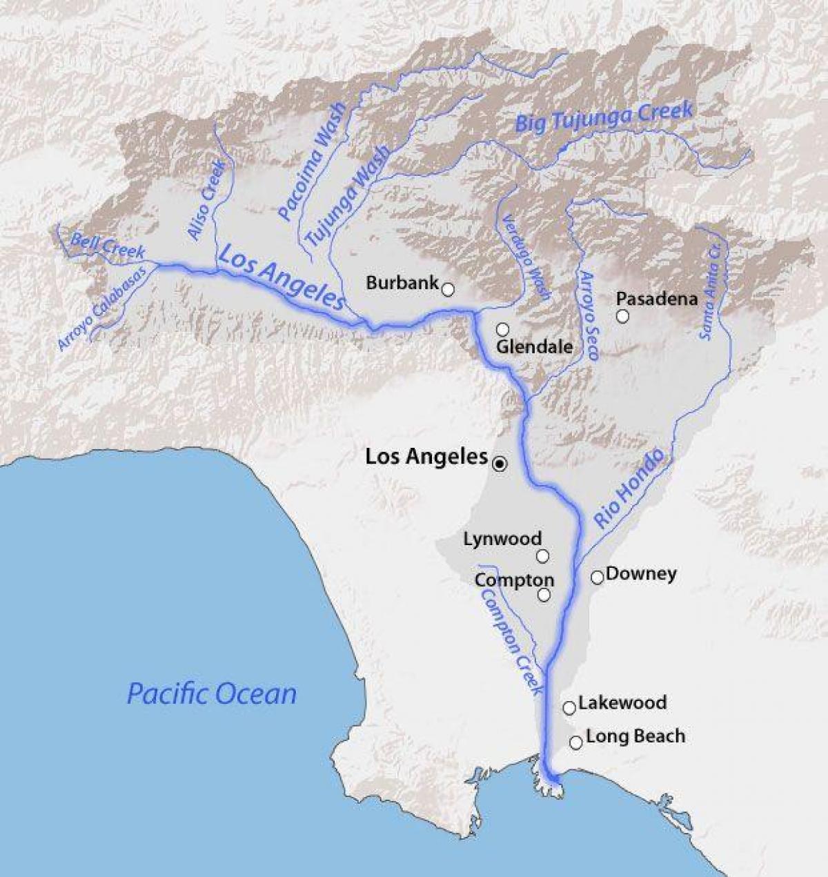 La川地図 ロサンゼルス川の地図 カリフォルニア アメリカ