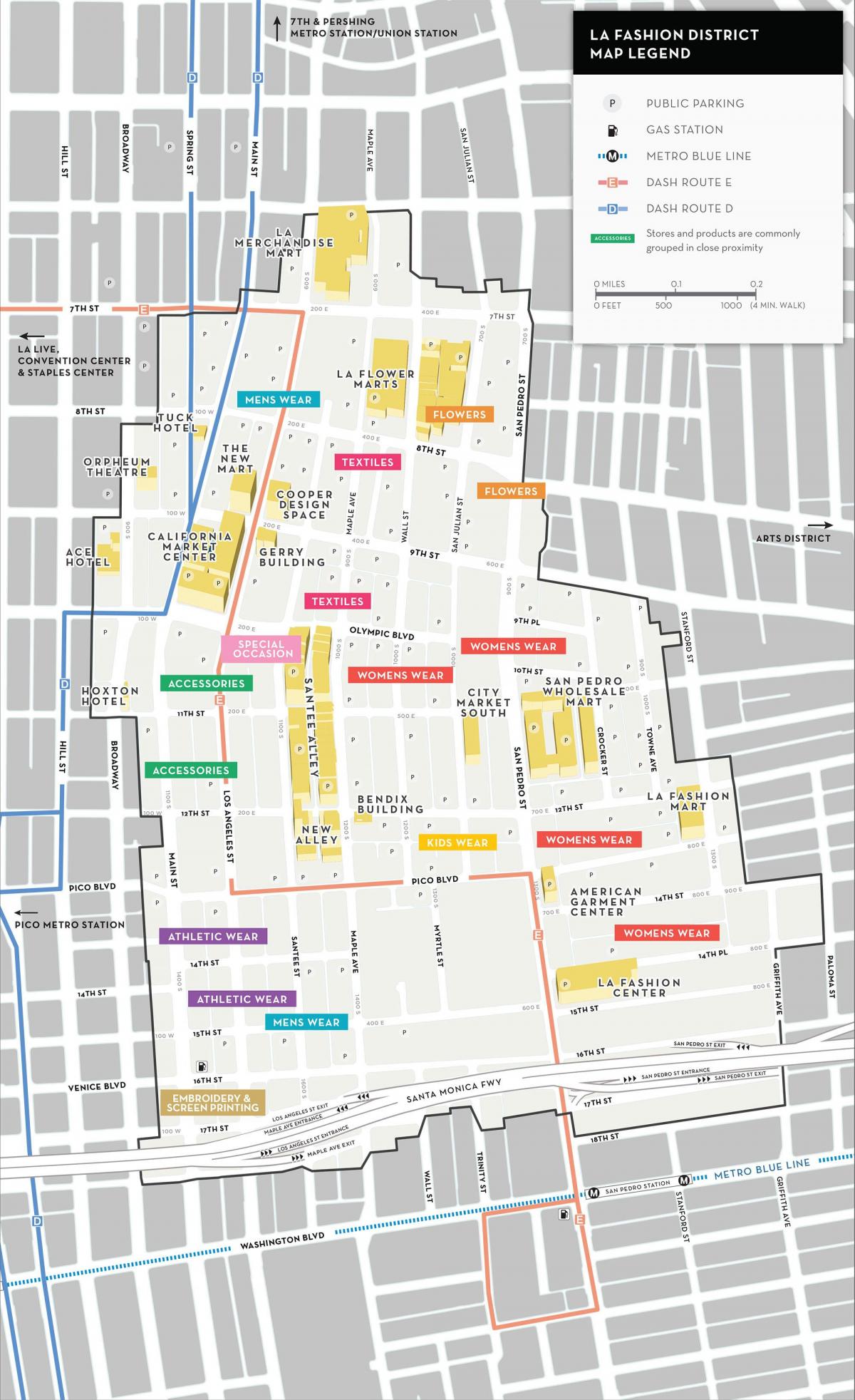 ロサンゼルスファッション地区の地図