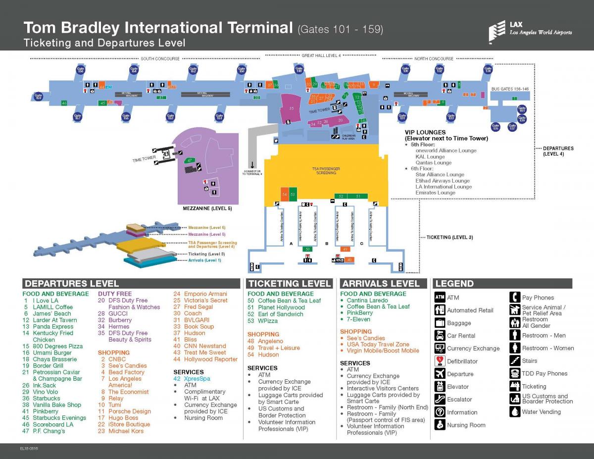 トムブラッドリー国際線ターミナルの地図