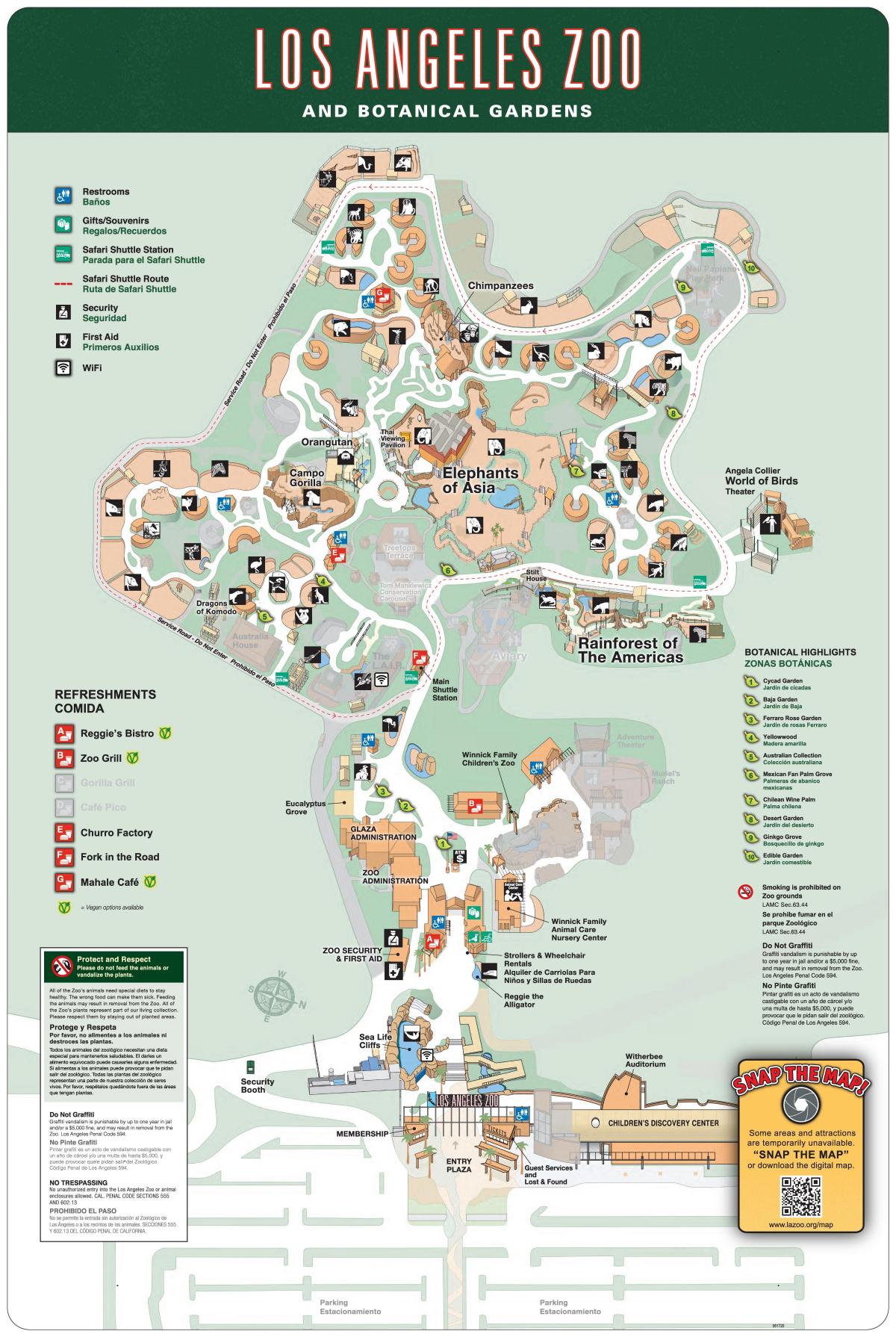 ロサンゼルス動物園の地図
