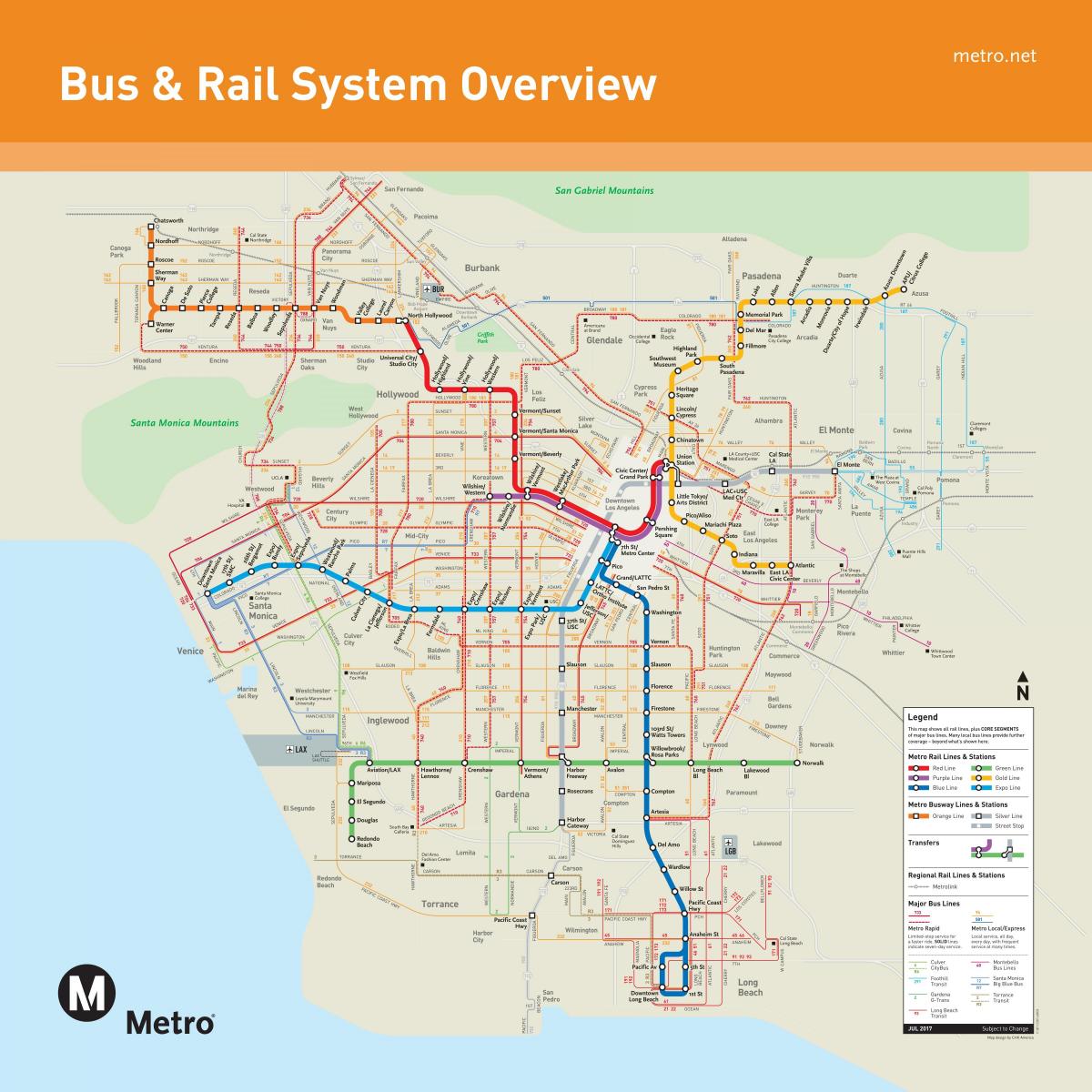 ロサンゼルス公共交通機関の地図