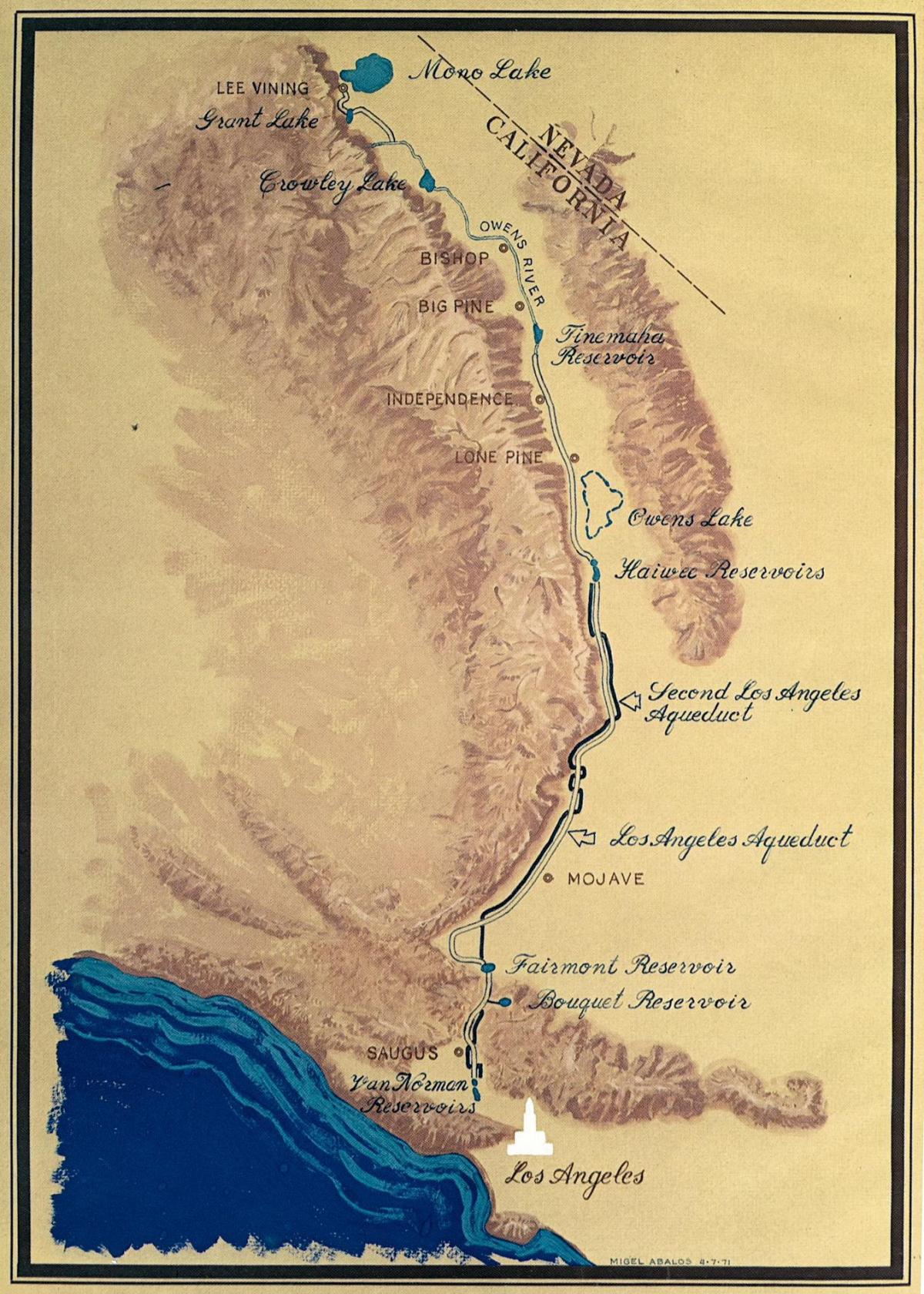 地図のロサンゼルス水道橋