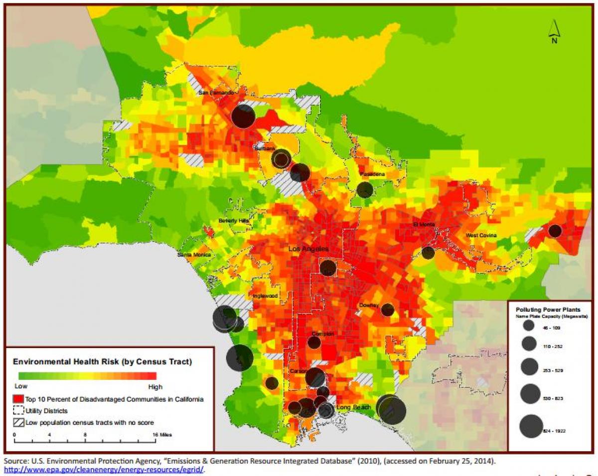 地図のロサンゼルス空気品質 