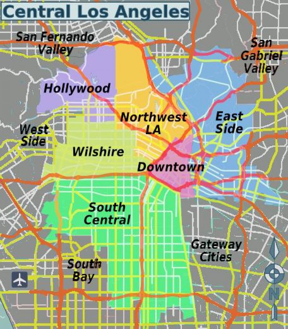 地図の中央ロサンゼルス