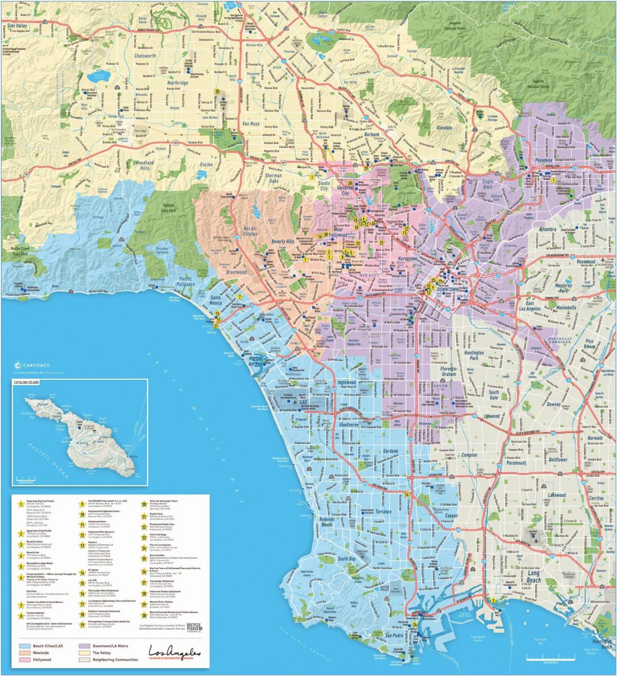 地図のビバリーヒルズロサンゼルス