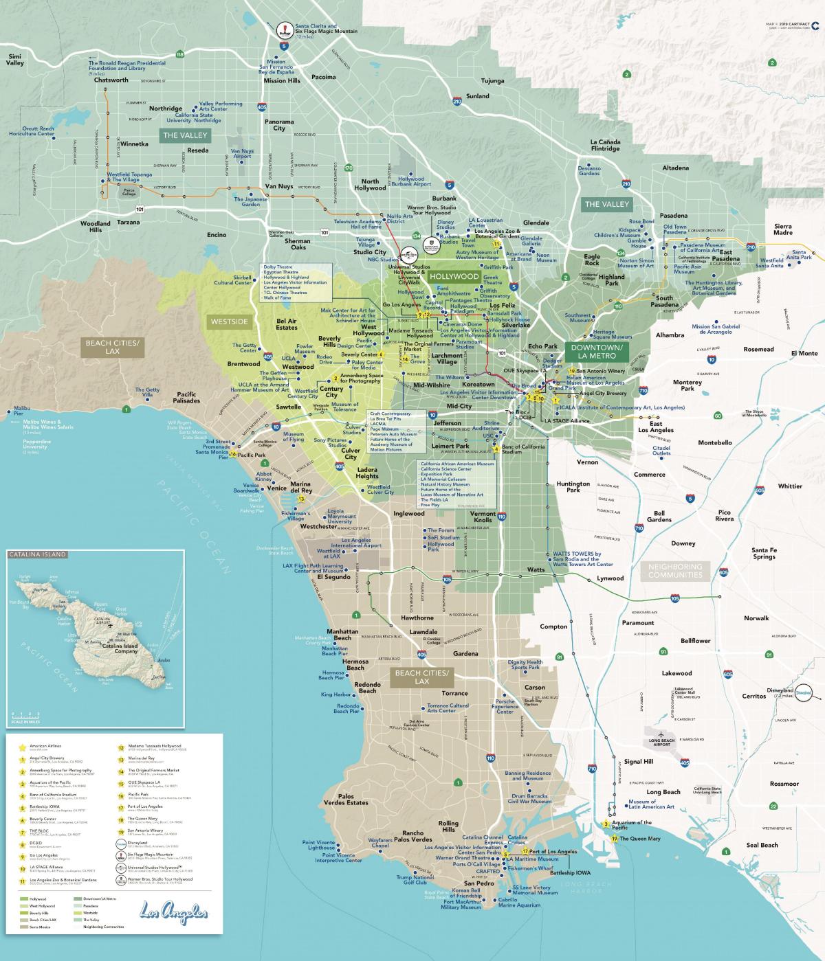 詳しい地図のロサンゼルスカリフォルニア