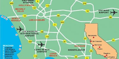 ロサンゼルス地域空港地図