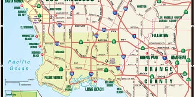 地図のロサンゼルスの有料道路