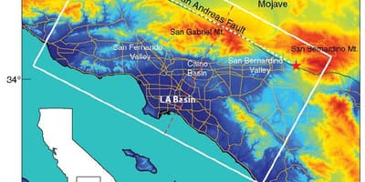 地図のロサンゼルス標高