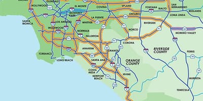 ロサンゼルスの高速道路carpoolレーンの地図