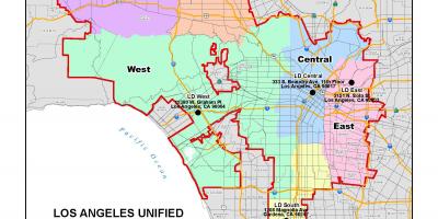 ロサンゼルス-カウンティー学校区の地図