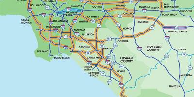 ロサンゼルスの高速道路carpoolレーンの地図